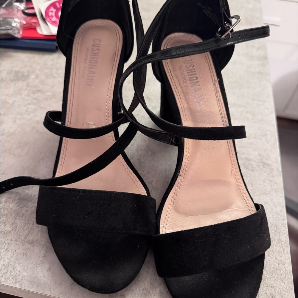 Cushionaire Black Strappy Heels for Women